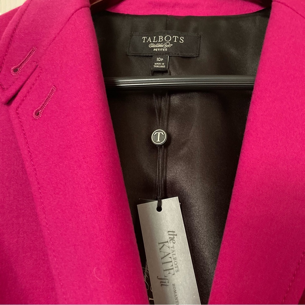 NWT Talbots The Kate Fit Vibrant Pink Wool Blazer Jacket 10 Petite - Picture 5 of 6